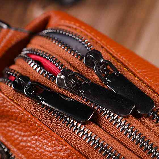 Чудова сумка на три відділення з натуральної шкіри 22138 Vintage Руда Київ