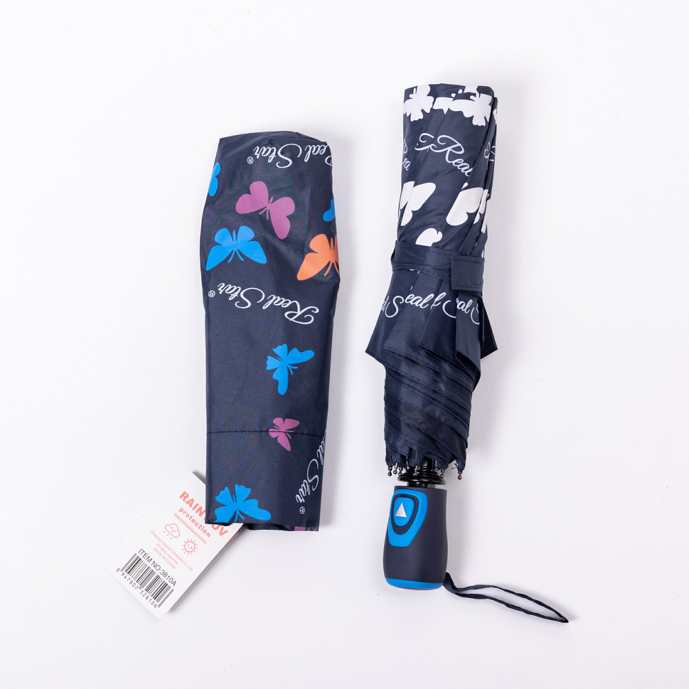 Зонт полуавтомат с принтом прочный из полиэстера диаметр 97 см Синий HP-23-2BL Киев - изображение 6