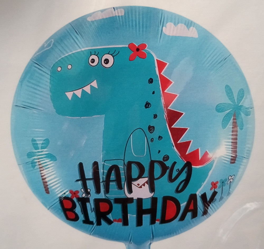 Фольгированный шар Дино happy birthday 18