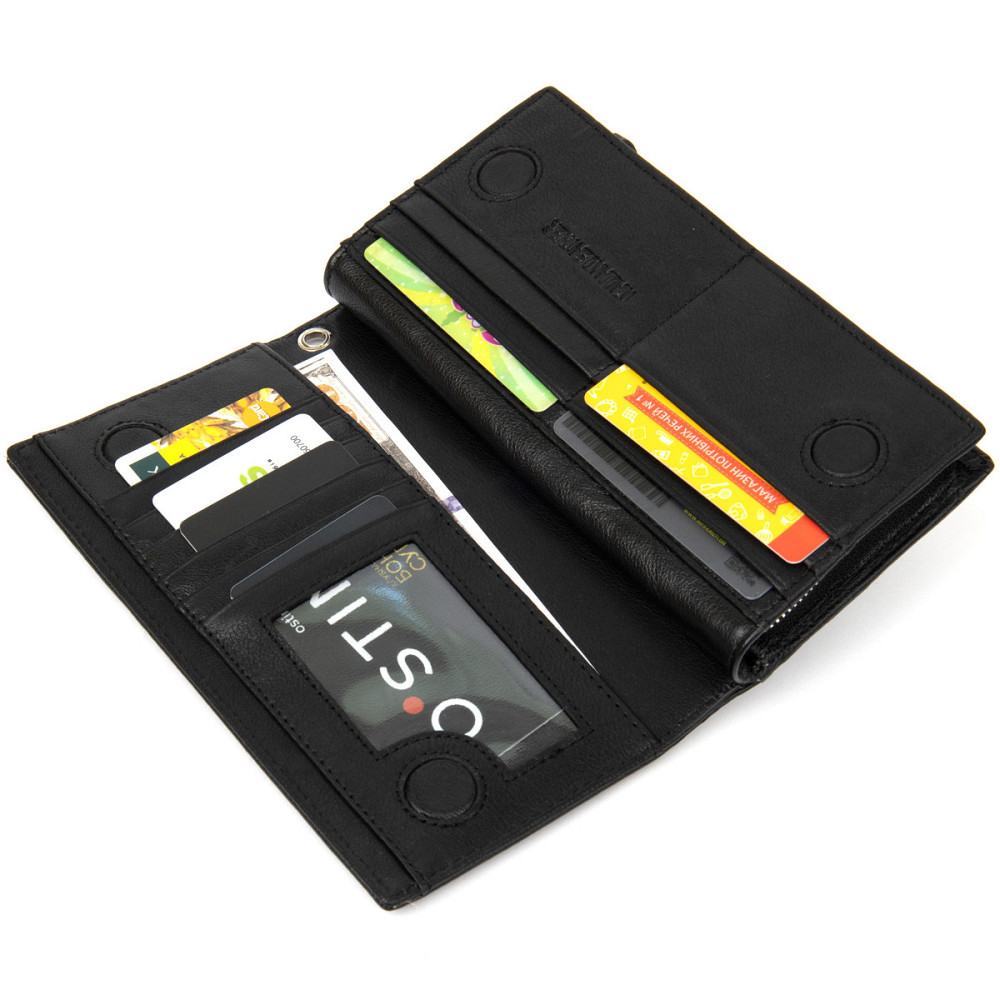 Практичный кожаный кошелек-клатч ST Leather 19371 Черный Киев - изображение 9