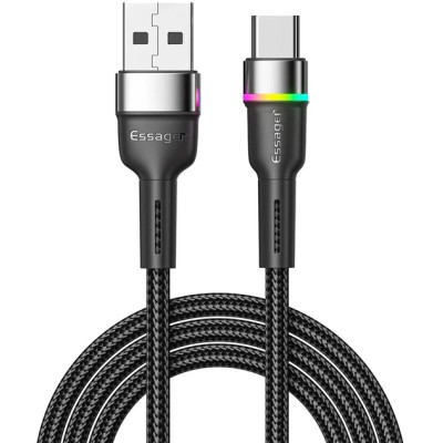 Дата кабель USB 2.0 AM to USB-C 1.0m 3A LED black Essager (EXCT-XCD01) Винница - изображение 1