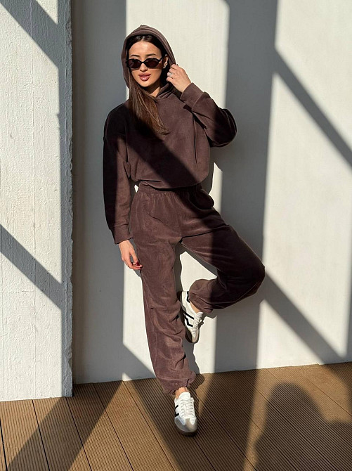 Флісовий жіночий костюм із капюшоном Шоколадний 42/46 Харків - фото 2