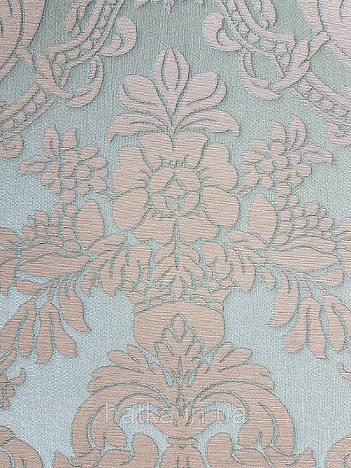 Шпалери вінілові на флізеліні Rasch Trianon Xlll 0.53х10 класика під текстиль вензелю квіти золотом на зеленому Київ - фото 3
