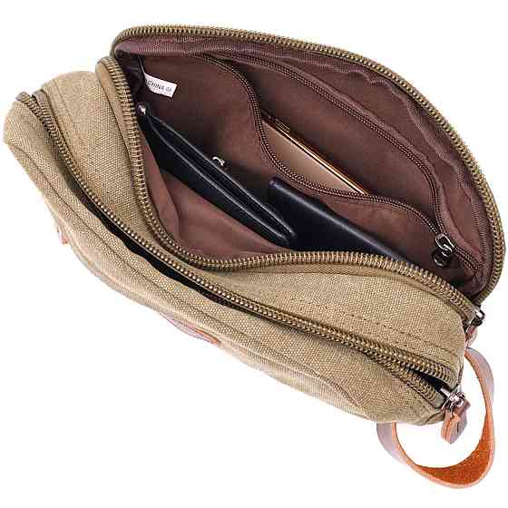 Чоловіча барсетка на два відділення з якісного текстилю Vintage 22231 Оливковий Київ