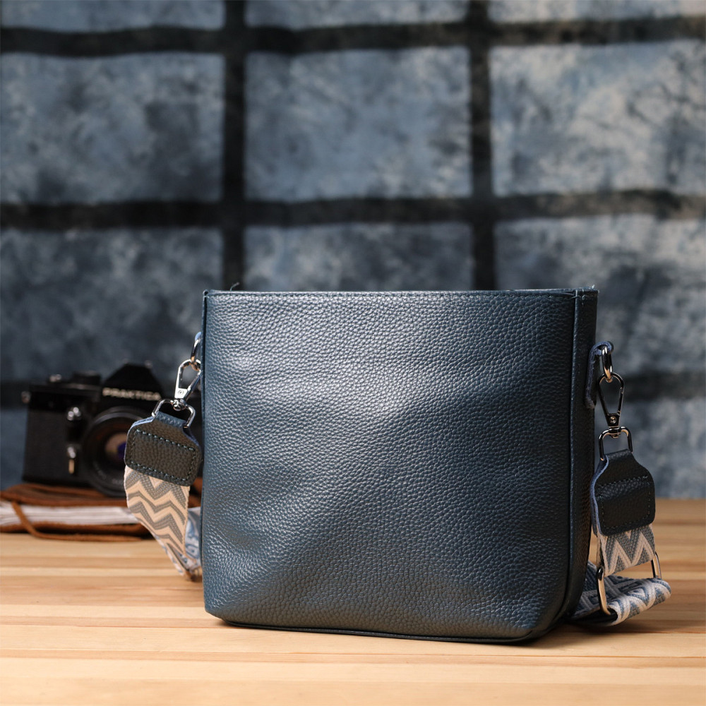 Повсякденна сумка жіноча на плече з натуральної шкіри Vintage 22911 Блакитний Київ - фото 9