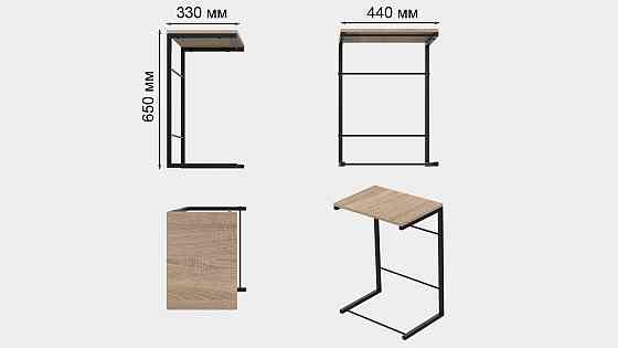 Столик приставний Террі Ferrum-decor 650x440x330 Чорний метал ДСП Дуб Сонома 16 мм (FRD-104651) Львів