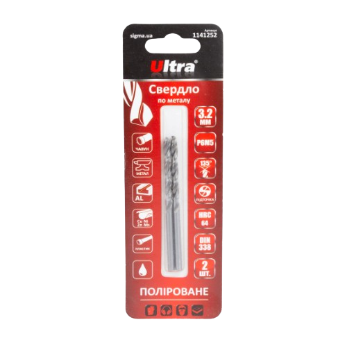 Свердло по металу d3,2мм P6M5 поліроване Ultra Житомир - фото 5