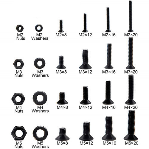 Гвинти плоскі під шестигранник М2 М3 М4 М5, 1060шт, набір з гайками Київ - фото 1