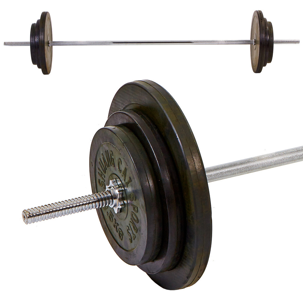 Штанга пряма з прогумованими блінами на 83 кг довжина-1,8 м SPORTS 1139-83R Київ - фото 2