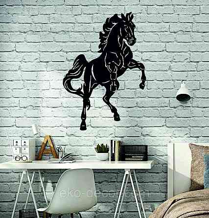 Декоративное настенное Панно «Лошадь», Декор на стену 70*49 см, Черный Киев