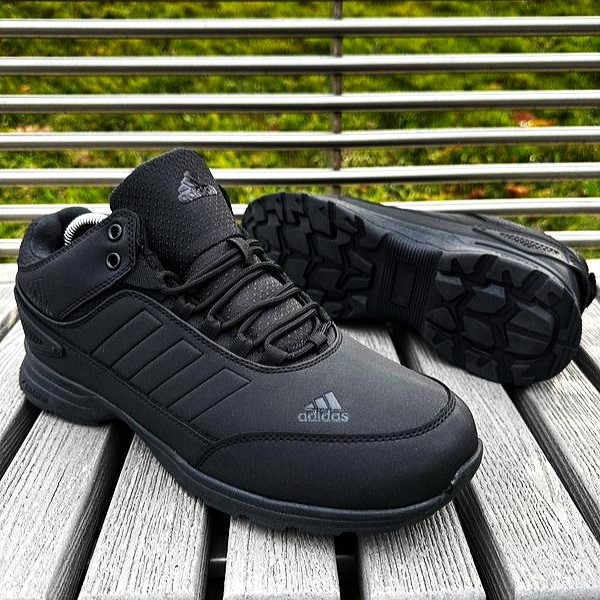 Зимние Мужские Кроссовки с Мехом Adidas GORE-TEX Мужские Черные Кожаные на Меху Адидас Гортекс (размеры: 41,42,43,44,45,46) Днепр - изображение 9