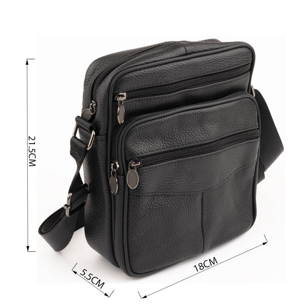 Сумка мужская на одно отделение зернистая Vintage 20203 Черная Киев - изображение 9