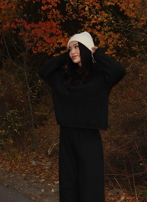 Жіночий зручний і теплий костюм двійка турецька ангора-мустанг Чорний Одеса - фото 1