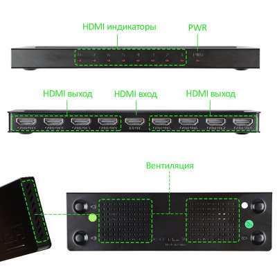 Разветвитель PowerPlant HDMI 1x8 V1.4 (CA911516) Винница - изображение 3