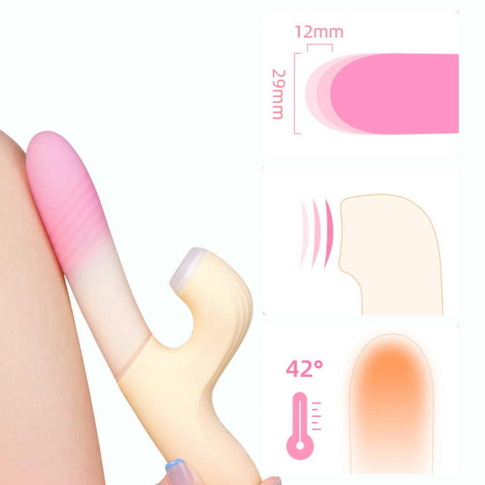 Двойной вибратор Zemalia Arousal с фрикцией и вакуумным стимулятором + APP, градиент розовый Sex Aura Киев - изображение 7