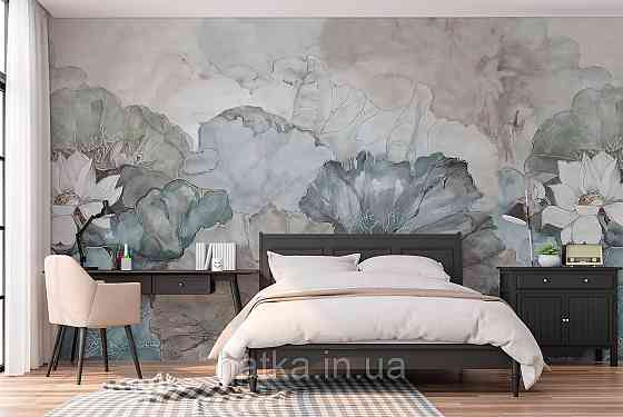 Шпалери вінілові на флізелін квіти абстракція акварель Київ