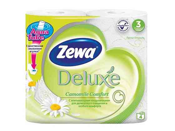 Туалетний папір Deluxe Ромашка (білий), 3 шари, 4 рулони ТМ ZEWA Solmir Київ
