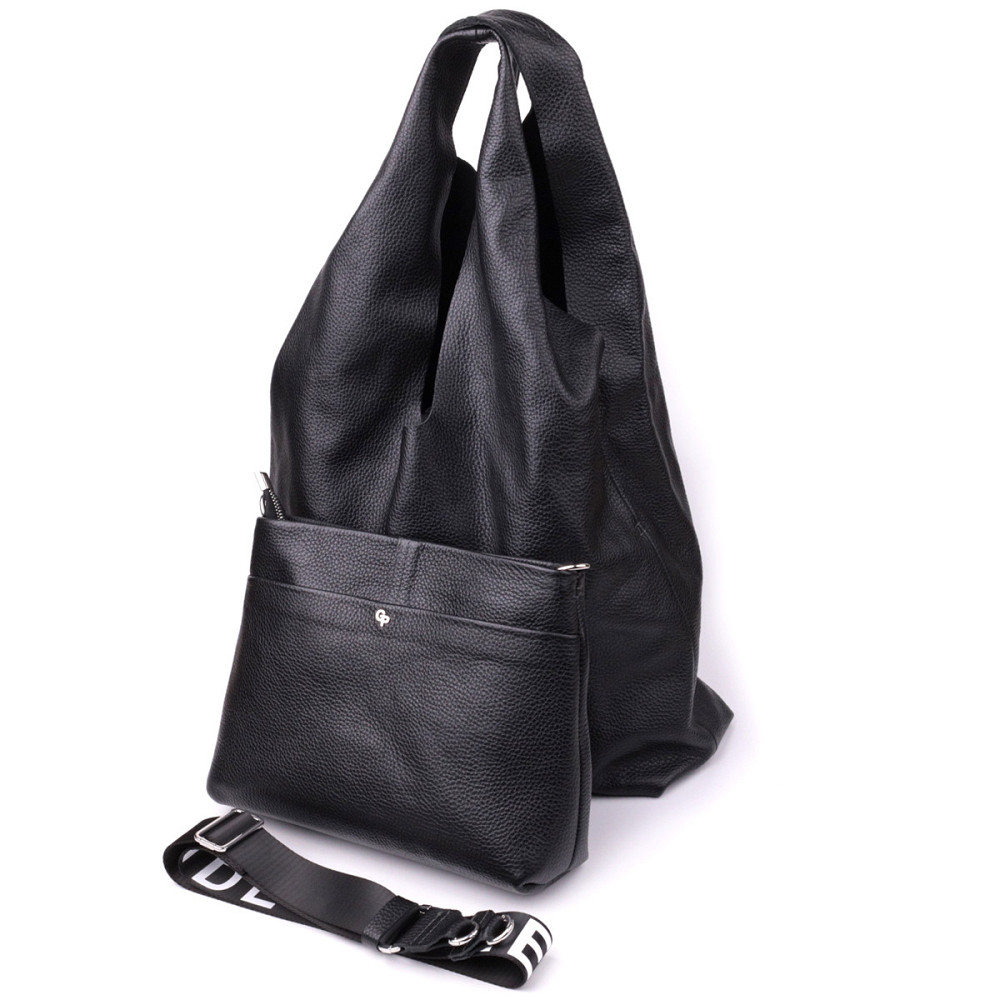 Жіночий шоппер 2 в 1 із натуральної шкіри GRANDE PELLE 22881 Чорний Київ - фото 7