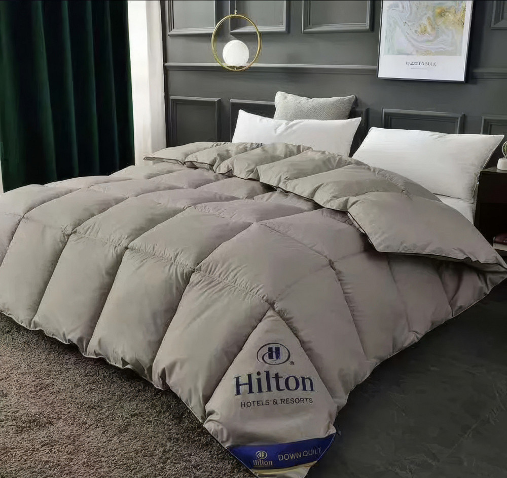 Одеяло двуспальное серое Hilton 200×230 см.Гостиничное для дома и гостиниц 4 кг,силиконовый наполнитель Каменец-Подольский - изображение 1