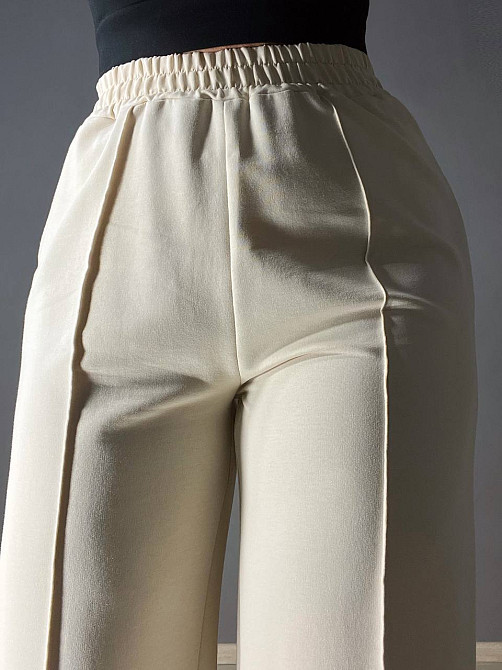 Брюки женские MY CITY 8286 палаццо-клеш с высокой посадкой молочные, молочний, L Киев - изображение 13