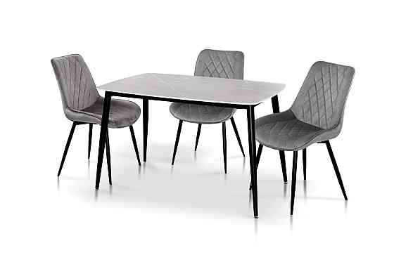 Стіл КИПАРИС 120*80, чорний/ сірий мармур Київ