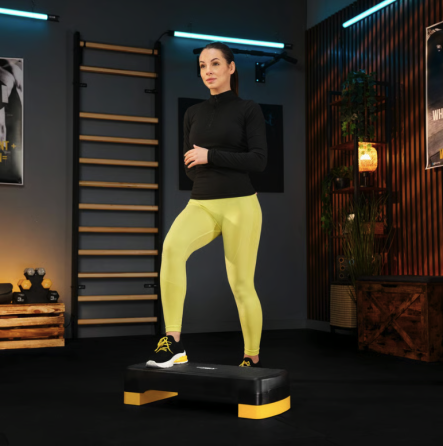 Степ платформа спортивная для фитнеса аэробики кардио упражнений на выносливость регулируемая высота желтая Киев