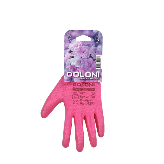 Рукавички 4591 D-OIL трикотаж нітрилове покриття неповний облив р.7(S) рожевий ДКГ Житомир - изображение 1