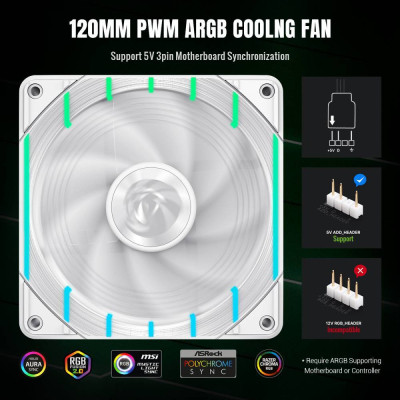 Кулер до корпусу Gamemax Tornado T12 ARGB-RW Вінниця - фото 9