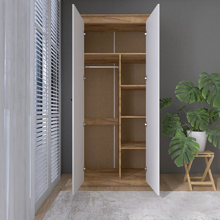 Шкаф двухдверный Эверест Нордик-990 Белый + Дуб крафт золотой (DTM-5535) Львов - изображение 3