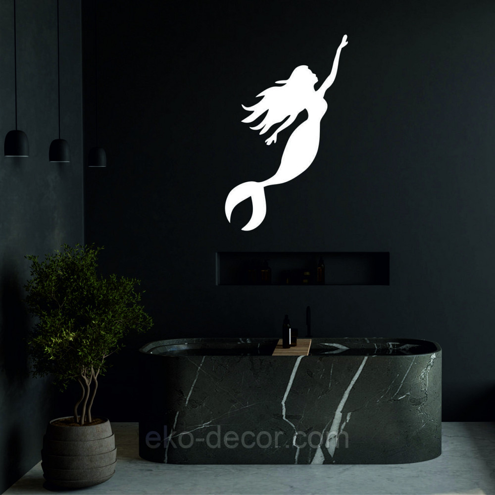 Декоративное настенное 3D Панно «Русалочка» Декор на стену с объемом 110*68 см, Белый Киев - изображение 5