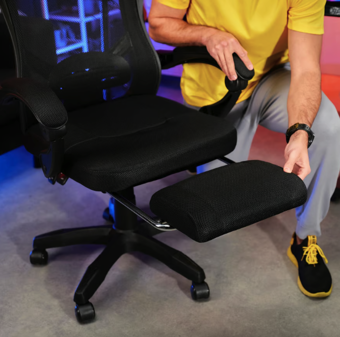 Геймерское компьютерное кресло тканевое черное для дома Sporte,профессиональные игровое кресло с подставкой Киев - изображение 8