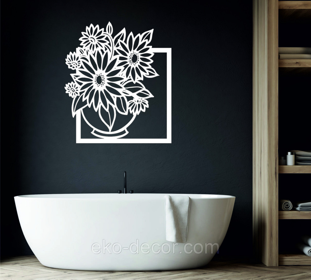 Декоративне настінне Панно «Букет квітів», Декор на стіну 70*61 см, Білий Київ - фото 3