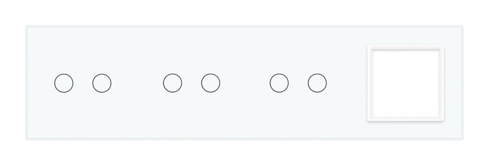 Рамка 4-постова для трьох 2-сенсорних вимикачів і розетки (2-2-2-0) LIVOLO, загартоване скло, біла, 294×80 мм (VL-P702/02/02/E-8W) Коломия - фото 3