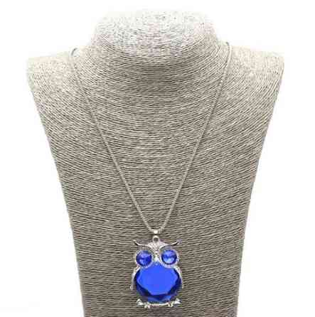 Кулон женский Сова с цепочкой 70 см серебристо-синий Киев