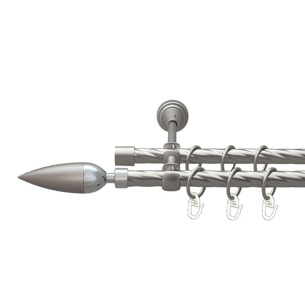 Карниз Orvit Лінея металевий дворядний відкритий скручена труба кільце металеве Сатин 16\16 мм 200 см (00-00022862) Львів - фото 1