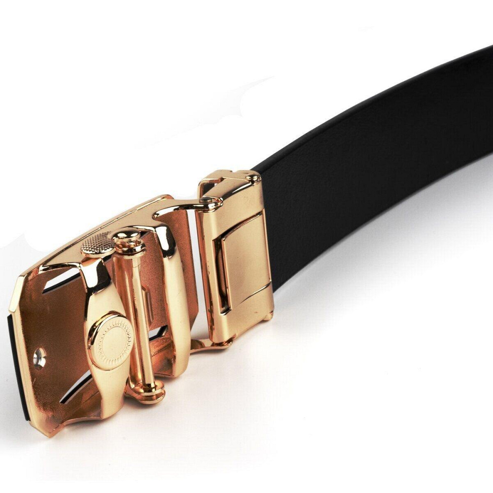 Ремень мужской с золотистой пряжкой Vintage 20258 Черный Киев - изображение 6