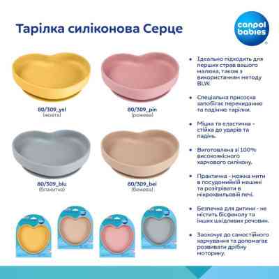 Тарілка дитяча Canpol babies Серце силіконова - блакитна (80/309_blu) Вінниця