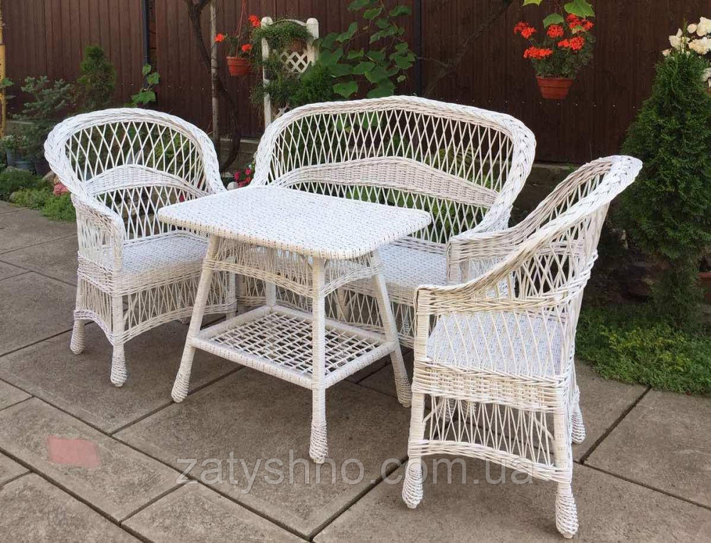 Меблі з лози біла| Комплект плетеної з лози з диваном| Київ - фото 2