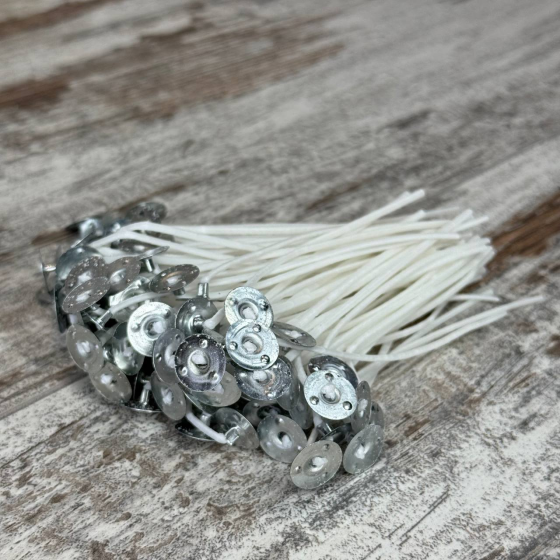 Фітиль вощений для свічок 10 см, з тримачем, 100 шт, для виготовлення свічок, DIY Київ