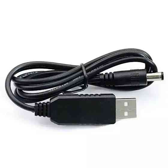 Кабель з перетворювачем напруги 5V - 12V 2А USB-5.5 для живлення роутера від павербанку 1 м Київ