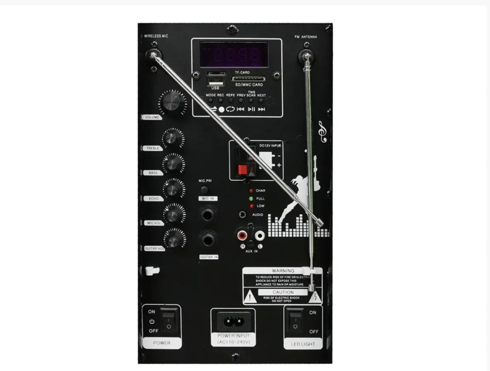 Акустична переносна колонка ZXX-9191/ 8215 60 Вт 12" 67х38х32 см TWS/FM/USB/TF/SD/BT/REC/LED/2MIC(1) Одеса - фото 4