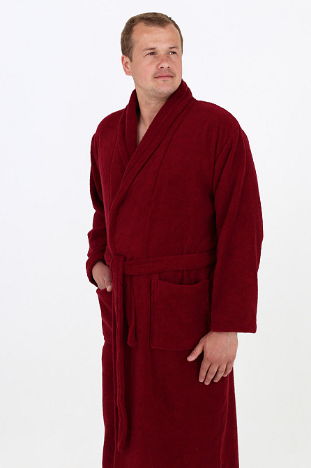 Чоловічий махровий халат Ideal Textile ХL бордовий (56860499) Чернівці - фото 2