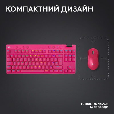Клавиатура Logitech G PRO X TKL Lightspeed Tactile USB UA Magenta (920-012159) Винница - изображение 8
