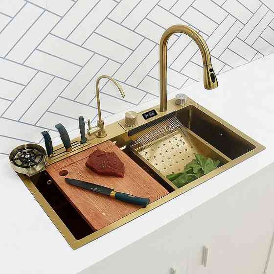 Кухонна раковина водоспад Willda, кухонна мийка водоспад ручної роботи 75х46х22 (234081521) Київ