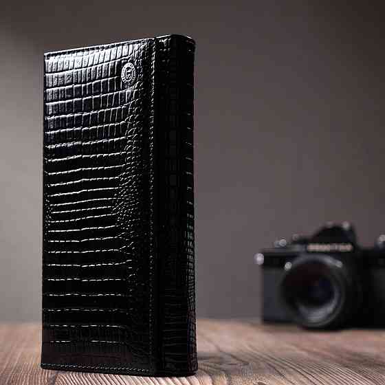 Лакированный кожаный кошелек с блоком для кредитных карт ST Leather 22683 Черный Киев