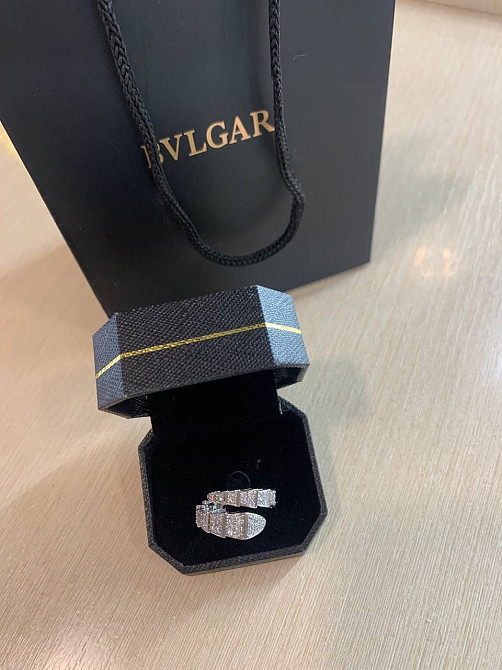 Комплект BVLGARI змія/ браслет і кільце/ циркони посріблення Одеса - фото 9