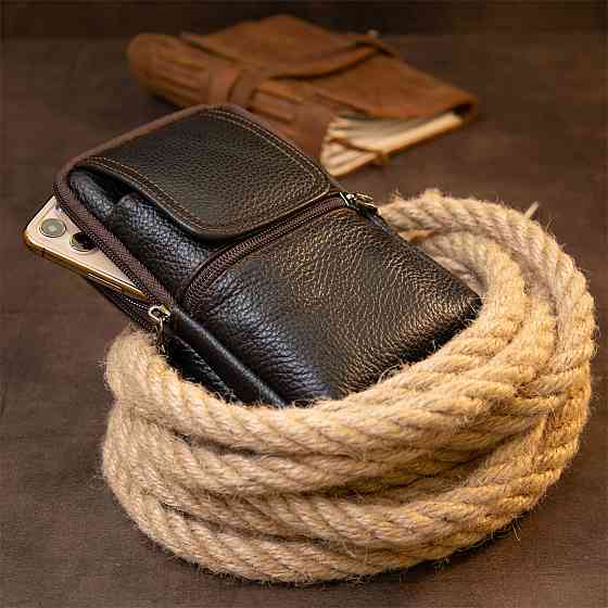 Сумка унісекс на пояс на два відділення Vintage 20427 Коричнева Київ