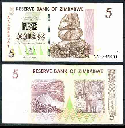 Зимбабве/Zimbabwe 5 Dollars 2007 Pick UNC Полтава