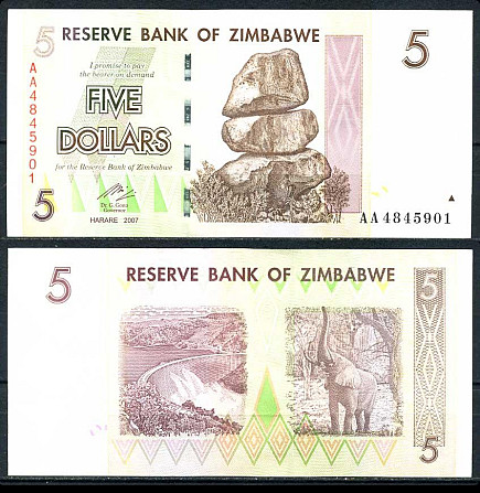 Зимбабве/Zimbabwe 5 Dollars 2007 Pick UNC Полтава - изображение 1