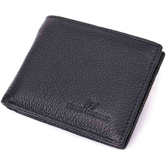 Шкіряний гаманець з металевим затискачем, чорний (ST Leather) Київ